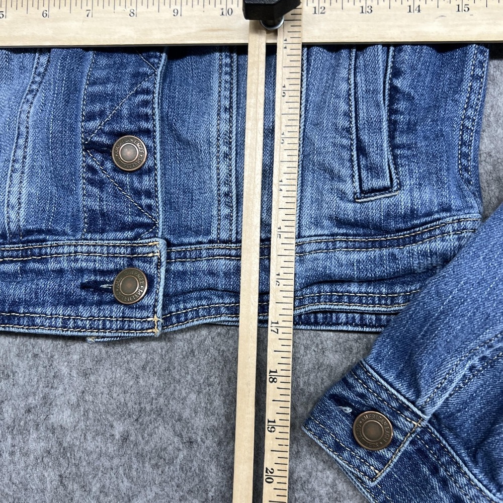 American Eagle Jacket Womens S Blue Denim Cropped Trucker Button Casual Outdoor - Picture 8 of 14
